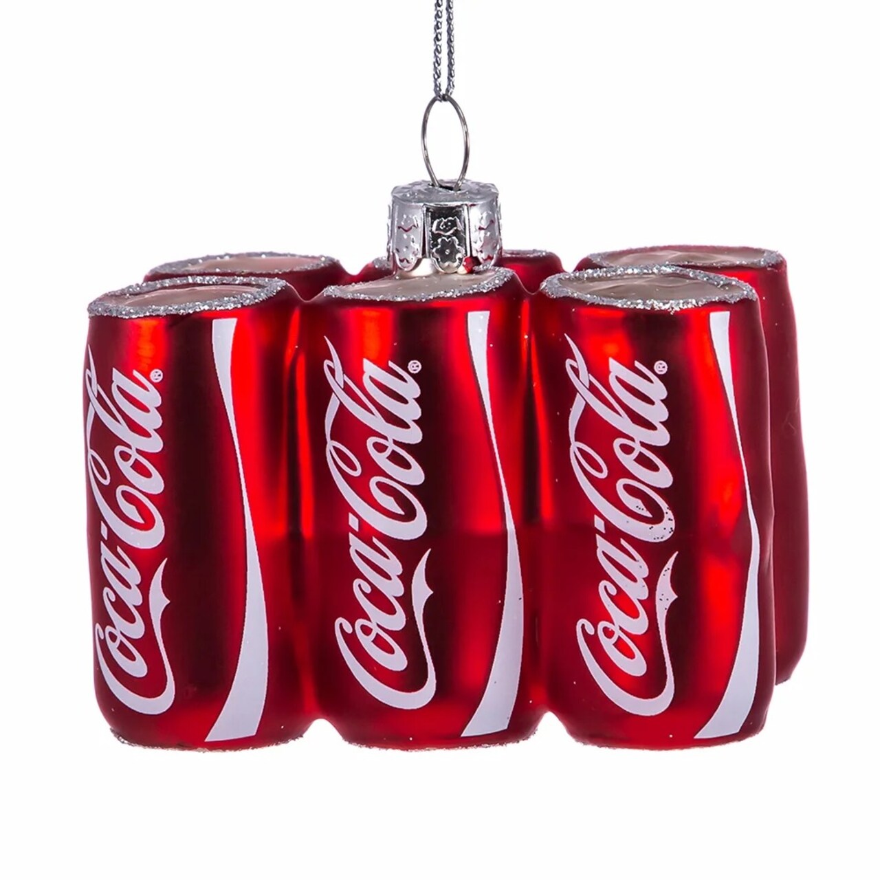 KSA Pack of 6 Red and White Coca Cola Glass Christmas Ornaments 4.25"